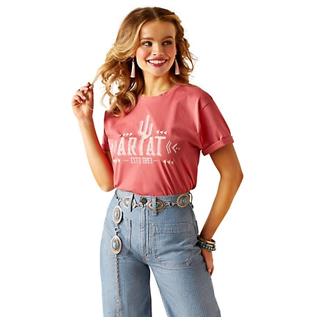 Ariat Wms Cactus Logo SS T Shrit Slate Rose