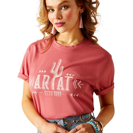 Ariat Wms Cactus Logo SS T Shrit Slate Rose