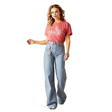 Ariat Wms Cactus Logo SS T Shrit Slate Rose