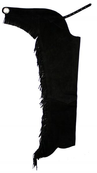 Black Suede Leather Chaps with Fringes