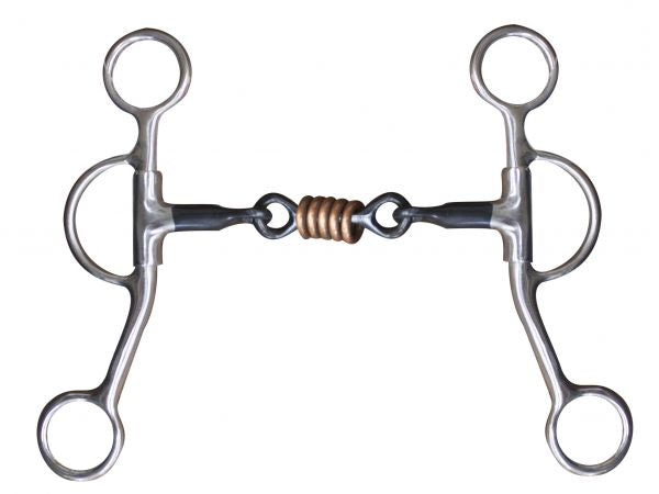 Showman Stainless Steel 5in Dog Bone Snaffle with Rings