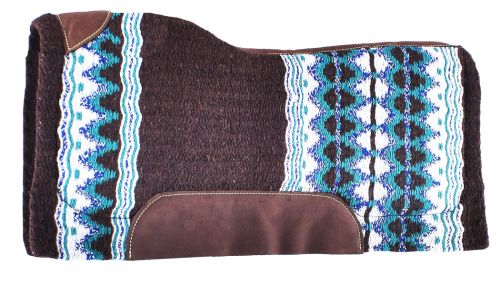 Showman 34X36 Brown Teal Blue Silver Contoured Memory Felt Bottom Saddle Pad