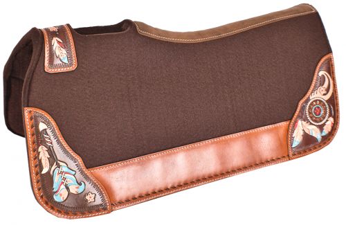 Showman 32X31 Felt Saddle Pad With Hand Painted Dreamcatcher Wear Leathers