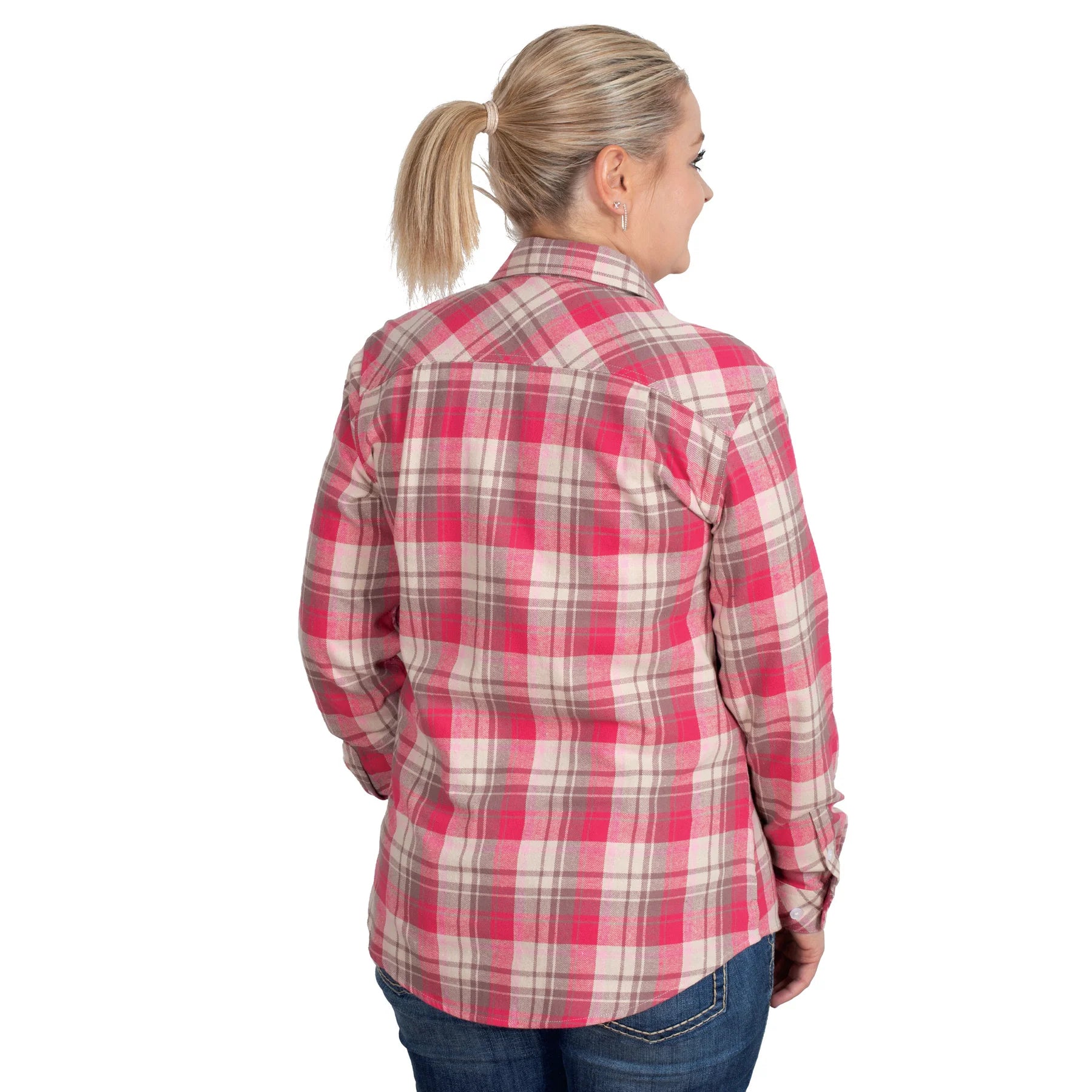 Just Country Wmns Brooke Workshirt Flannel Pink/Chocolate/Stone