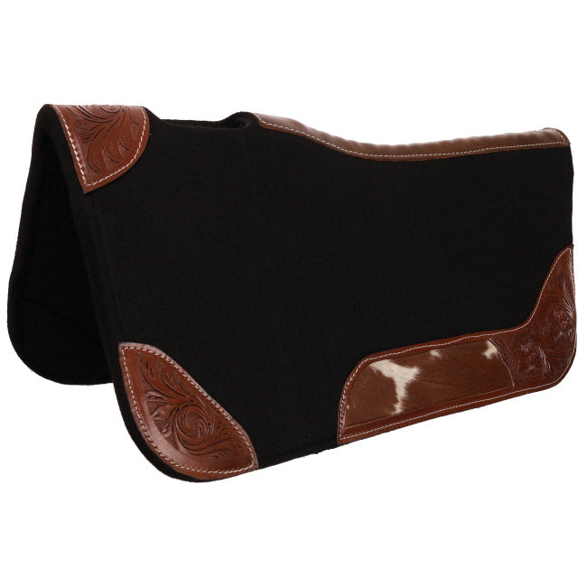 Showman Blazing Hide Contoured Black Felt Saddle Pad 31x32