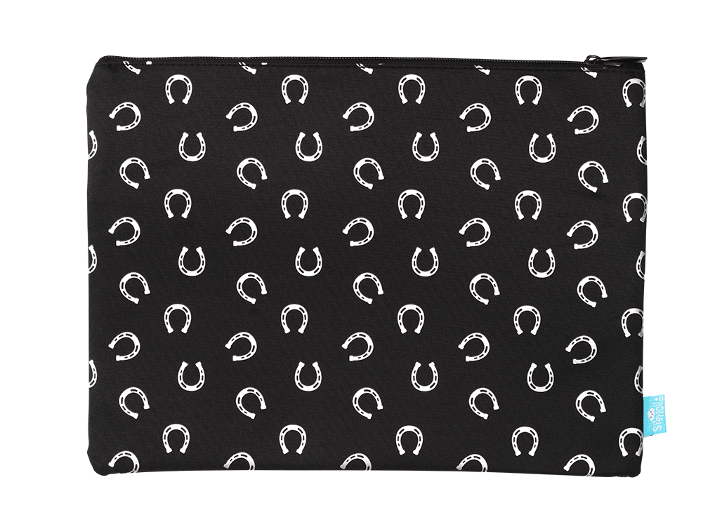 Spencil A4 Twin Pencil Case - Black and White Horses