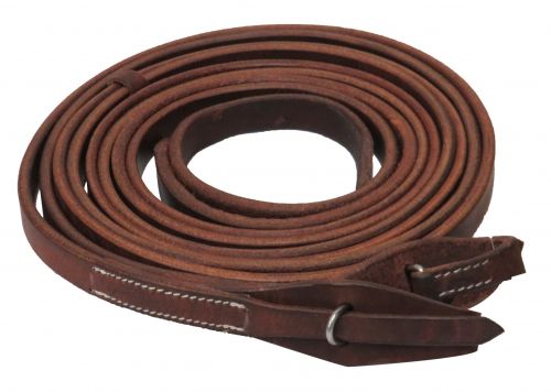 Showman 8ft x .75in Oiled Harness Leather Split Reins with Quick Change Loops