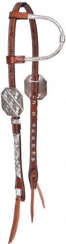 Showman Leather Show Bridle Med Oil with Octagon Buckles