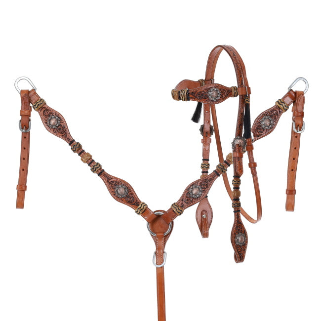 Showman Cowboy Heritage Browband Bridle and Breastplate Set