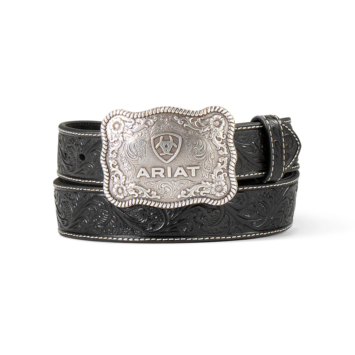 Ariat Mns Embossed Plate Buckle Belt 1.5in Black