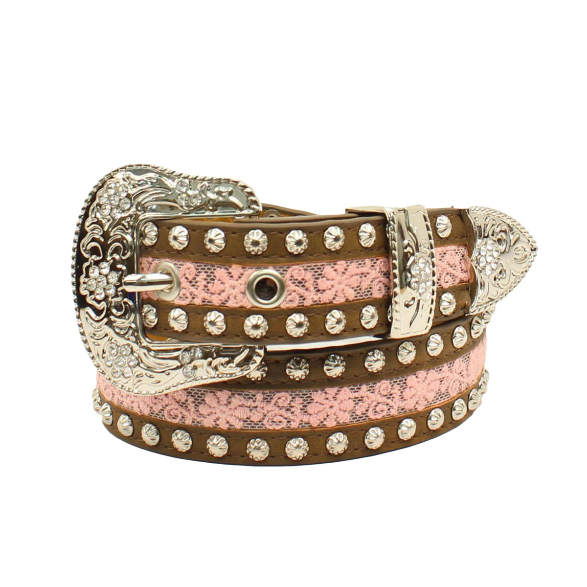 Ariat Gls Floral Lace Centre Belt 1.25in Pink