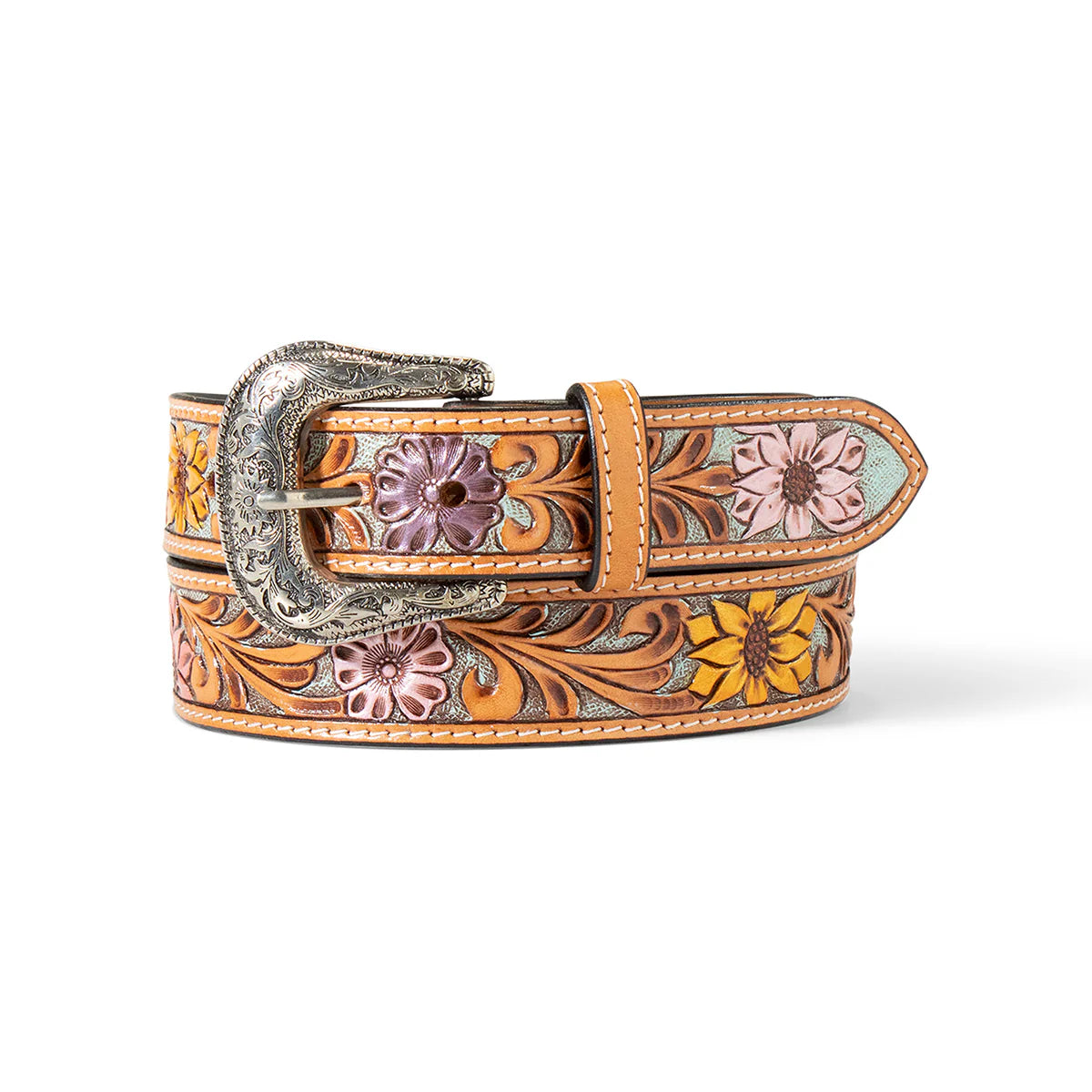 Ariat Gls Sunflower Daisy Hand Tooled Belt 11/4in Multi