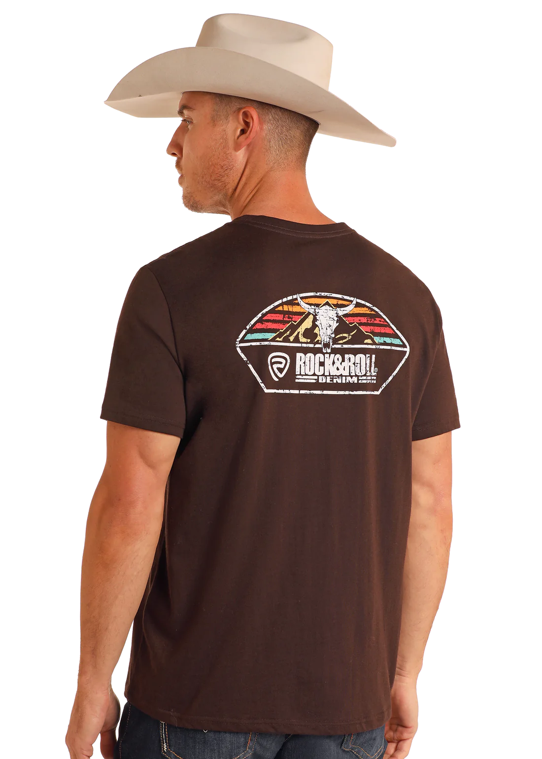 Rock and Roll Denim Steer Skull Logo Tee