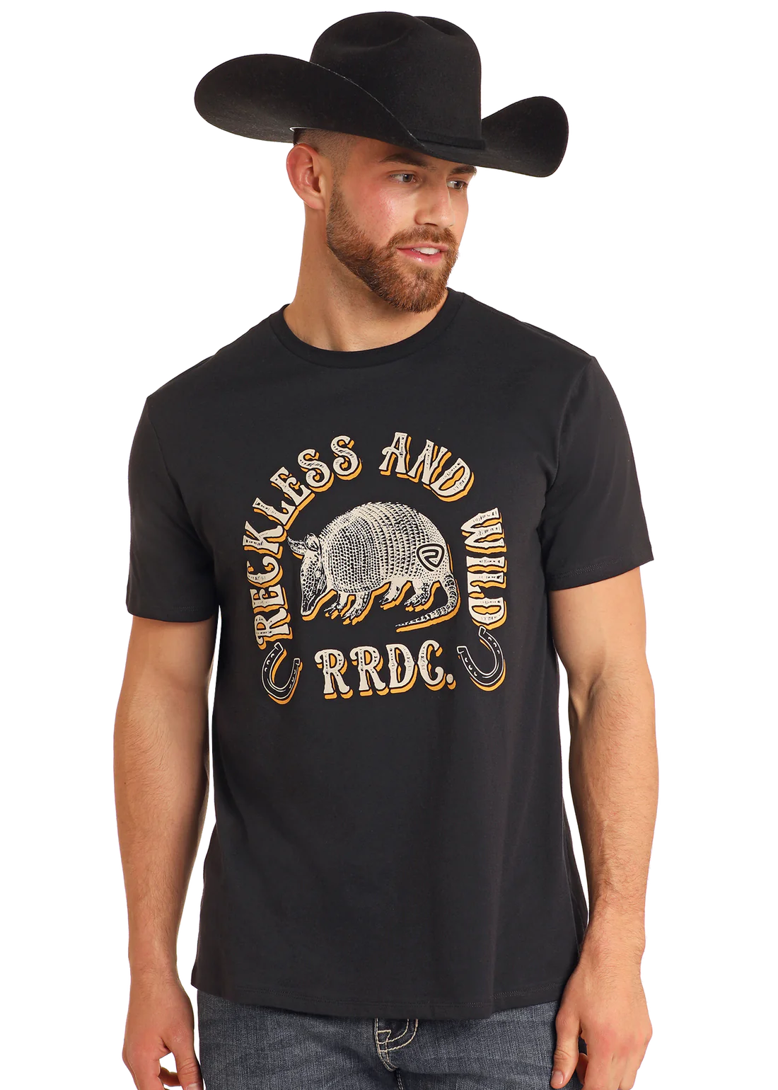 Rock and Roll Denim Armadillo Short Sleeve Graphic T Shirt