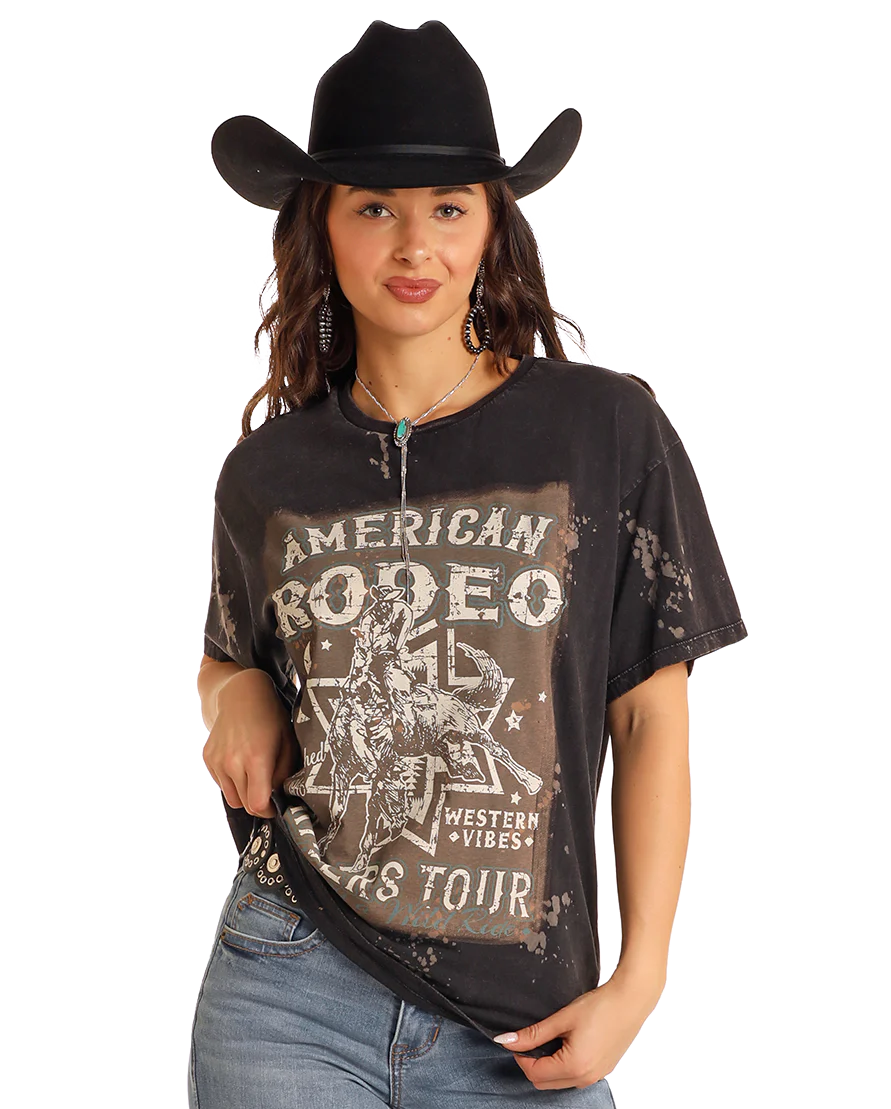 Rock and Roll Denim Wmns Graphic Oversized T Shirt