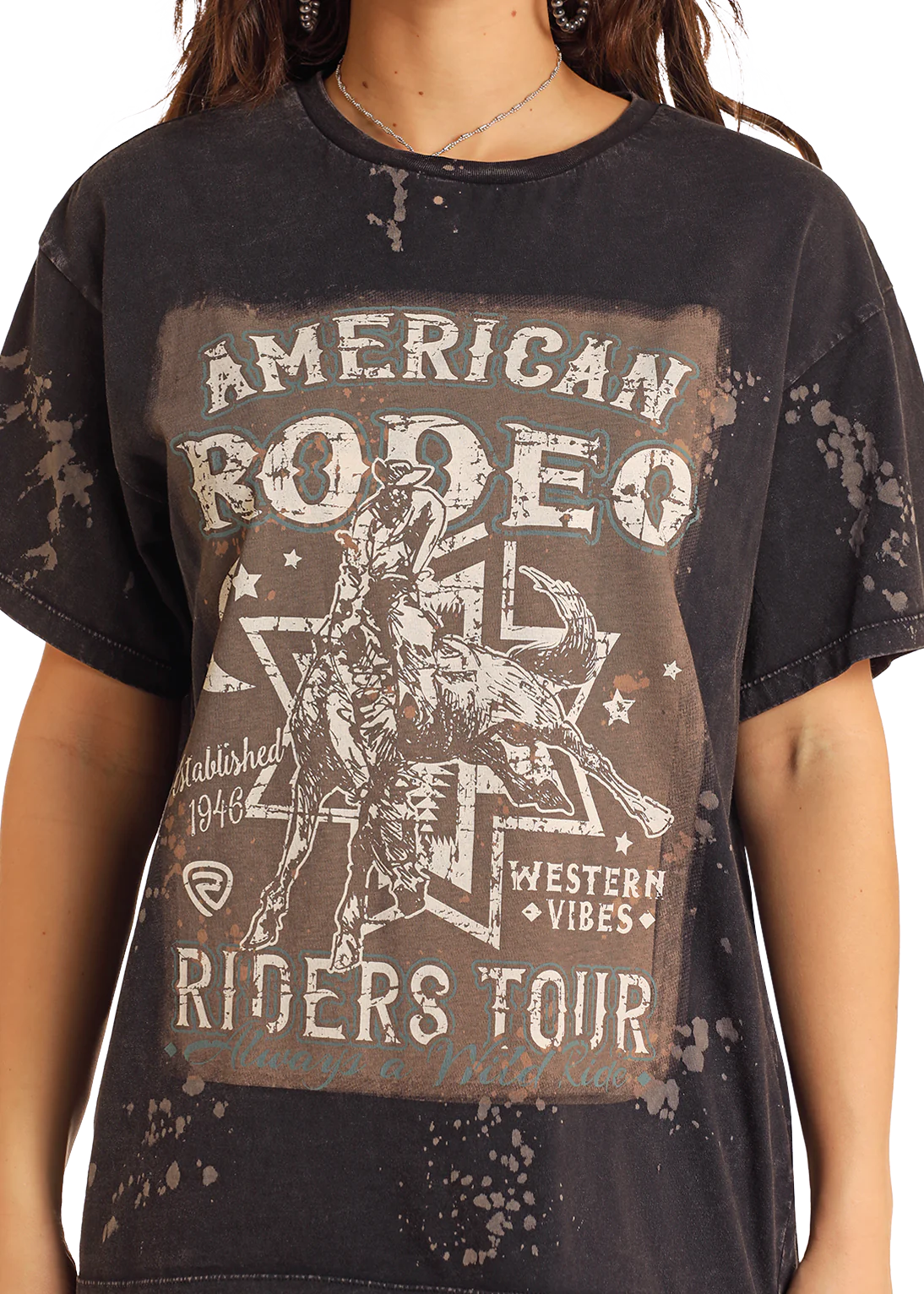 Rock and Roll Denim Wmns Graphic Oversized T Shirt