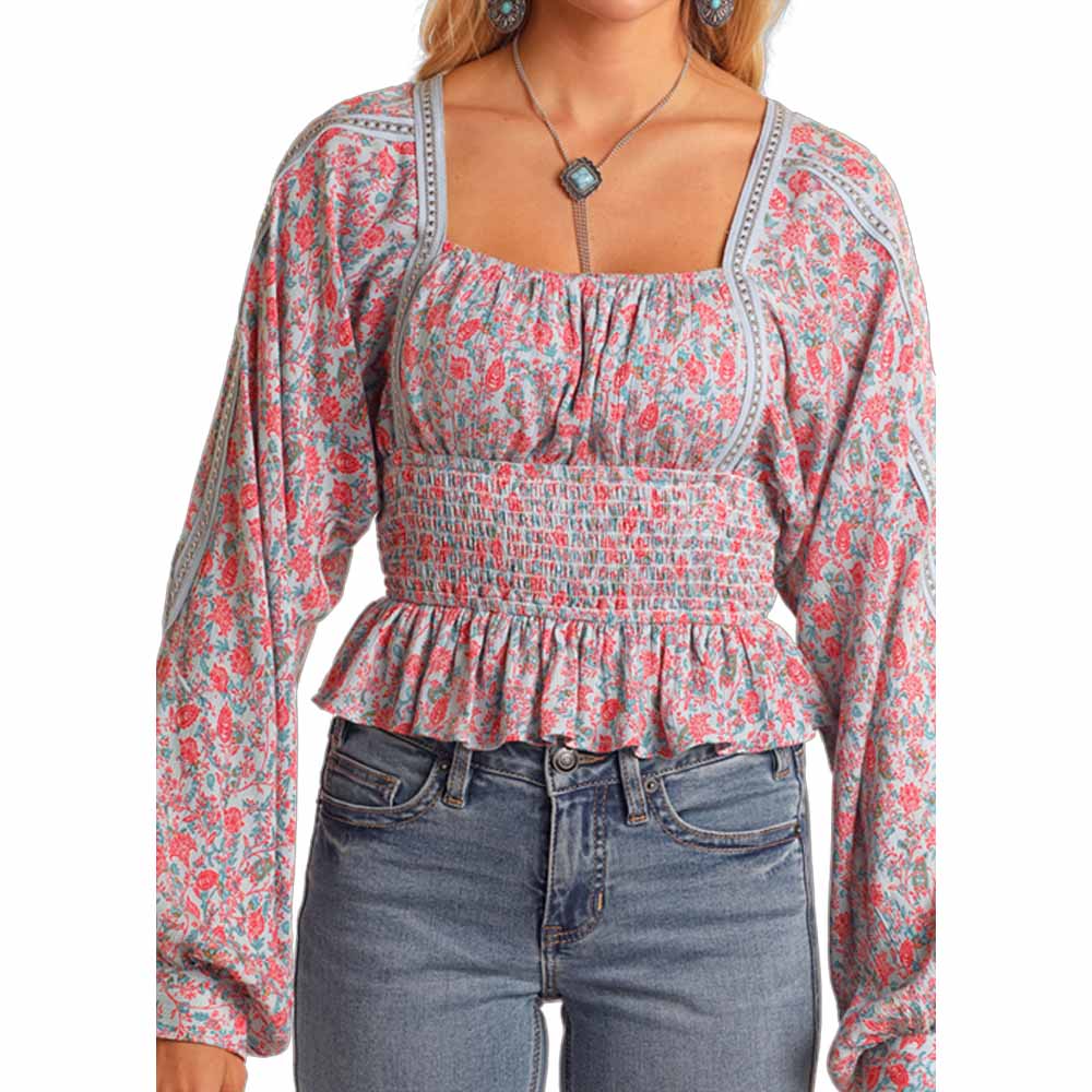 Rock and Roll Blouse with Stud Trim Detail
