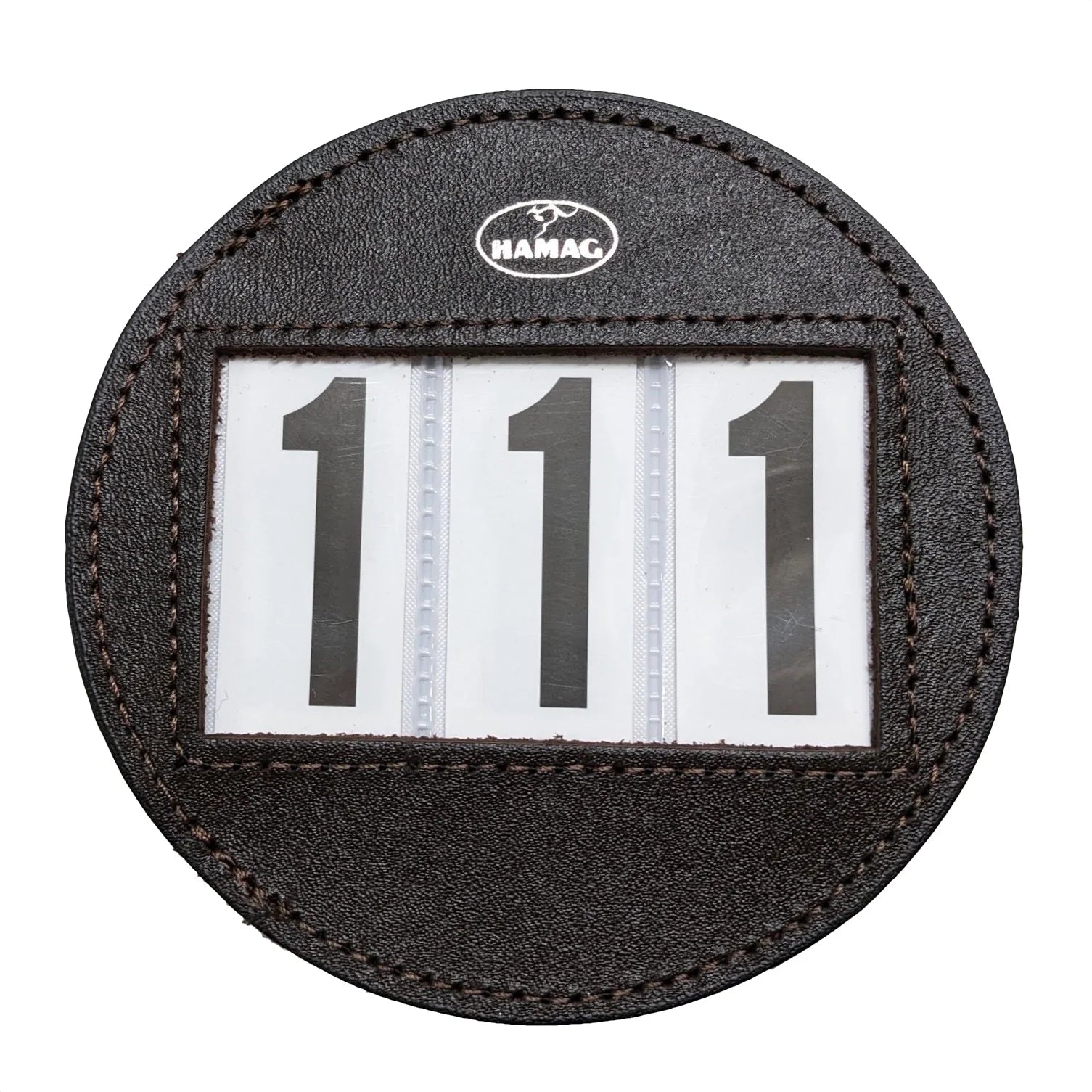 Hamag Leather Saddle Cloth Number Holders Pair Round