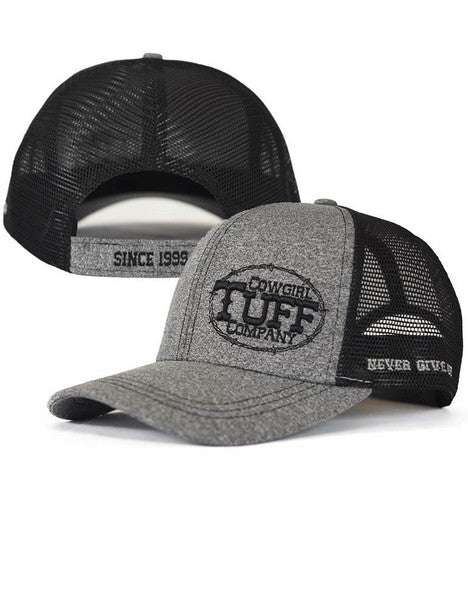 Cowgirl Tuff Trucker Cap with Heather Gray and Black Contrast Embroidery - Boxing Day Sales