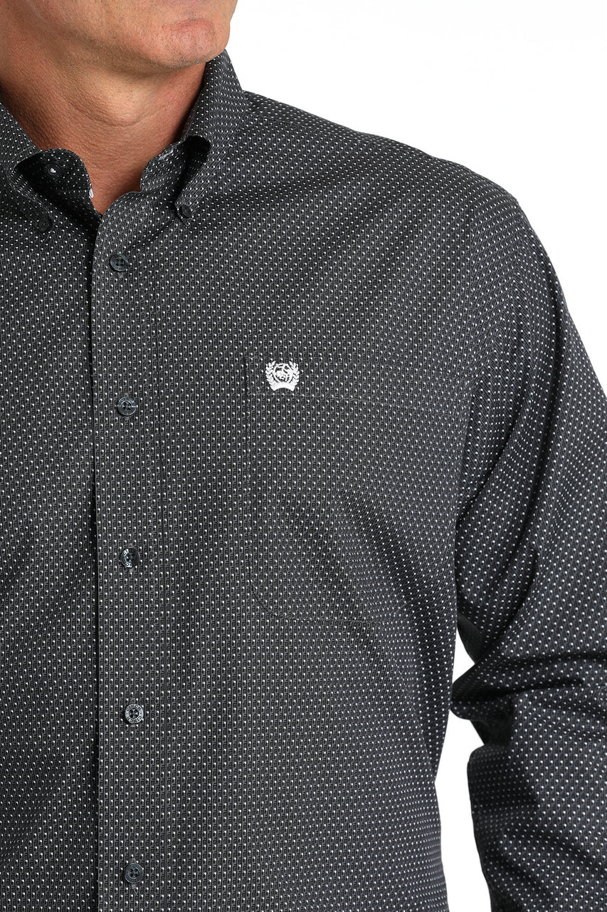 Cinch Mens Dark Blue Geometric Print Shirt