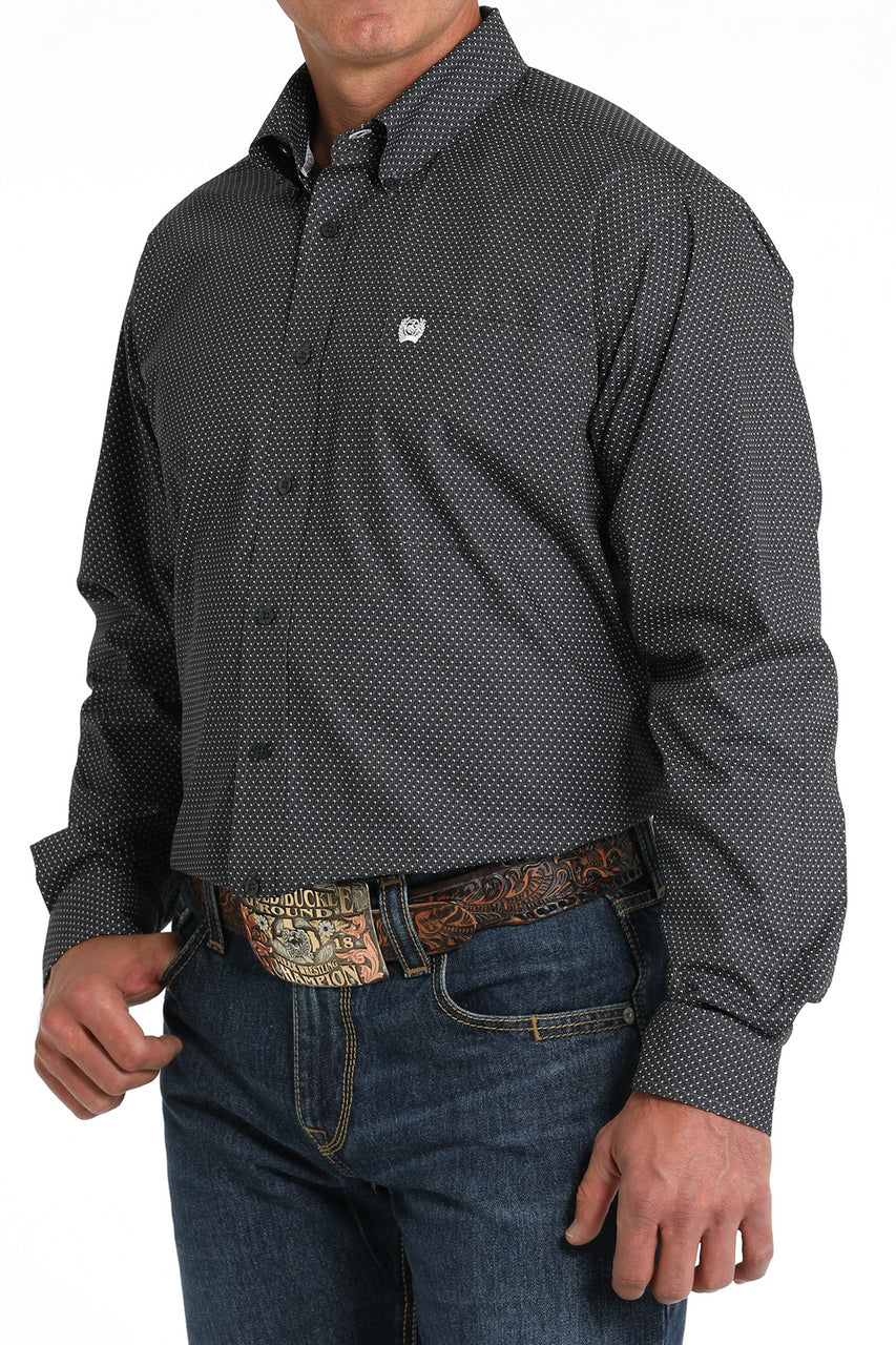 Cinch Mens Dark Blue Geometric Print Shirt