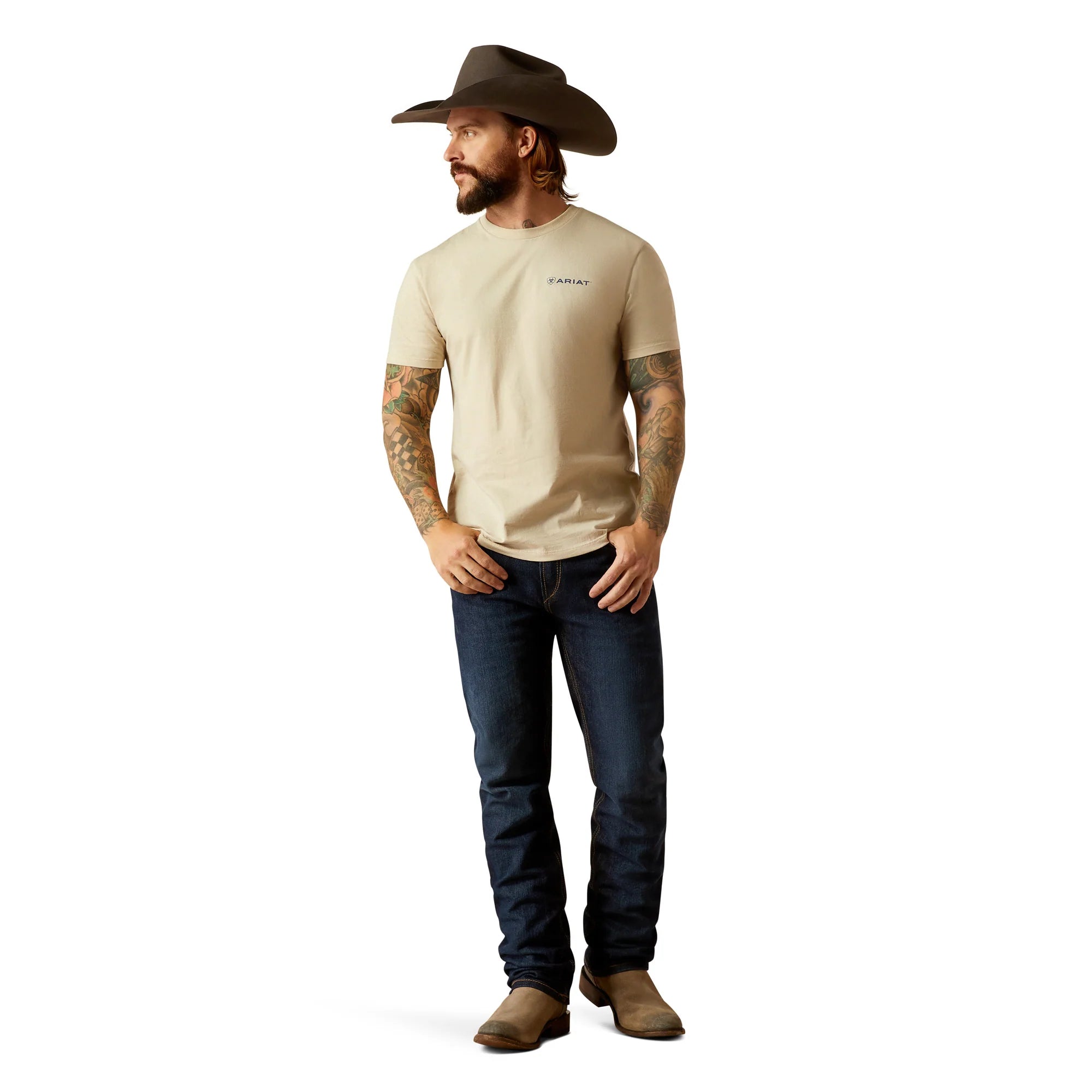 Ariat Mns Stamped Seal SS Tee Natural