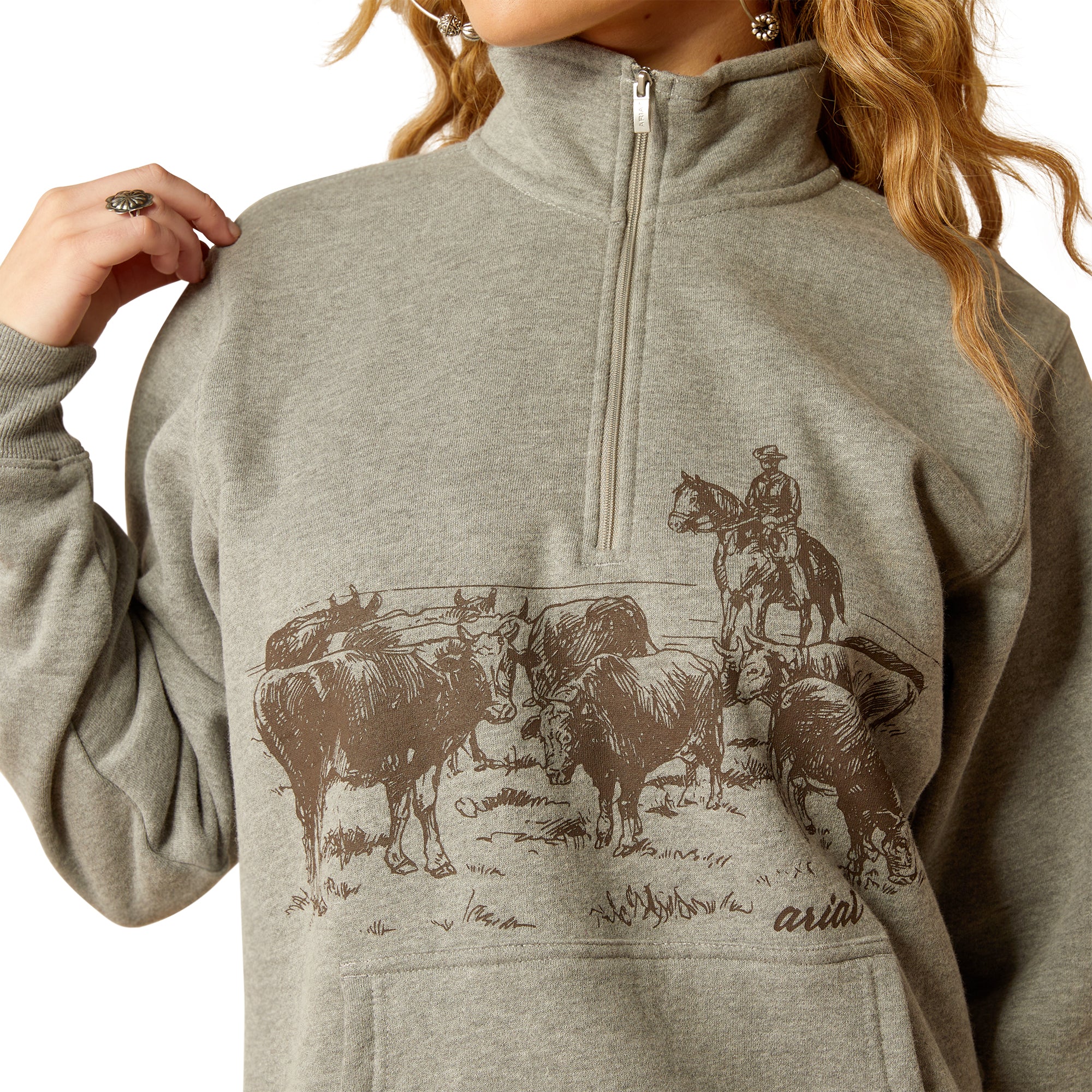Ariat Wms 1/2 Zip Sweatshirt Heather Grey