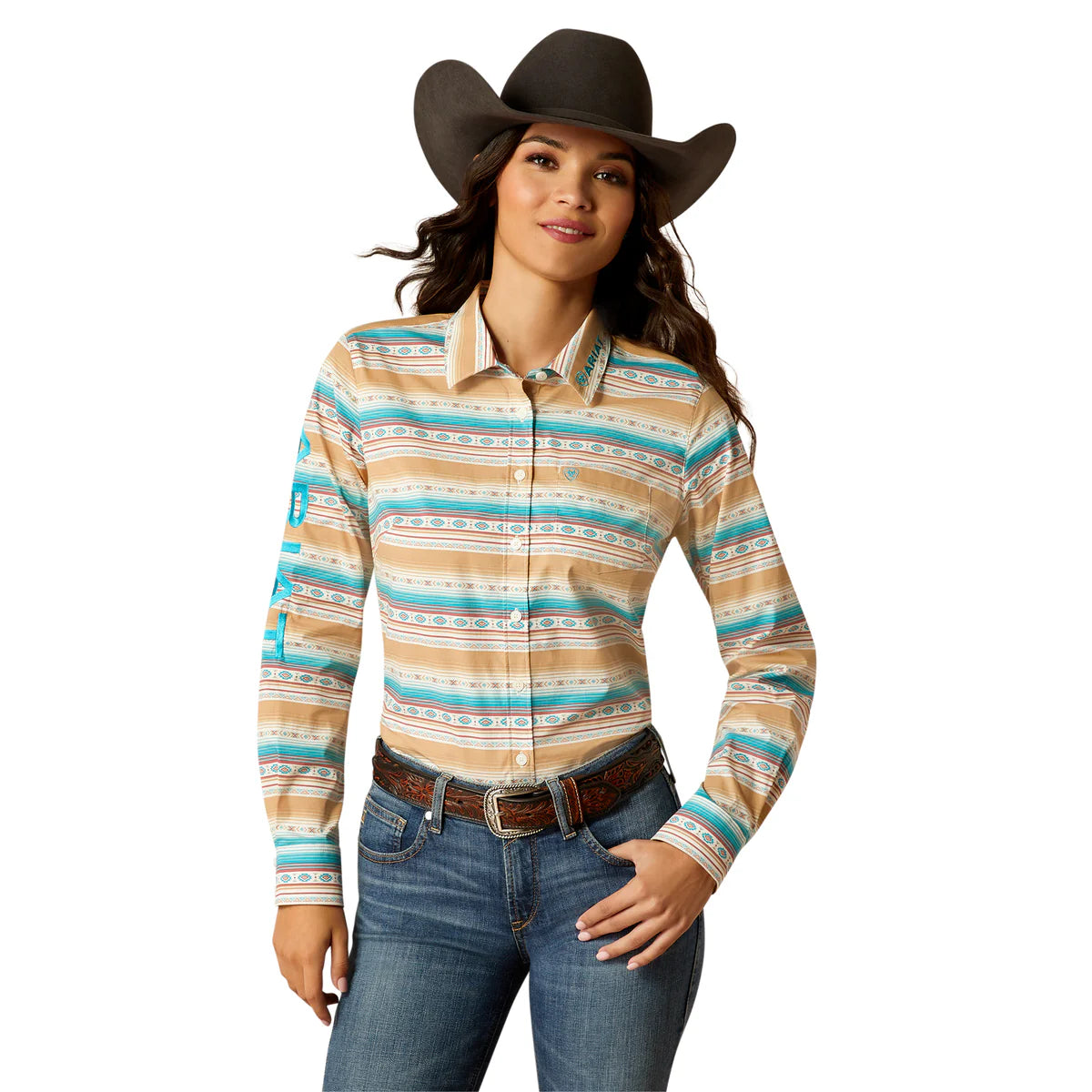 Ariat Wms Wrinkle Resistant Team Kirby Stretch LS Shirt Fallon Serape