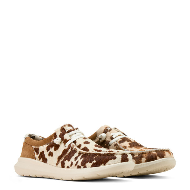 Ariat Wms Hilo Tan and White Brindle Hair On/Dark Tan Suede