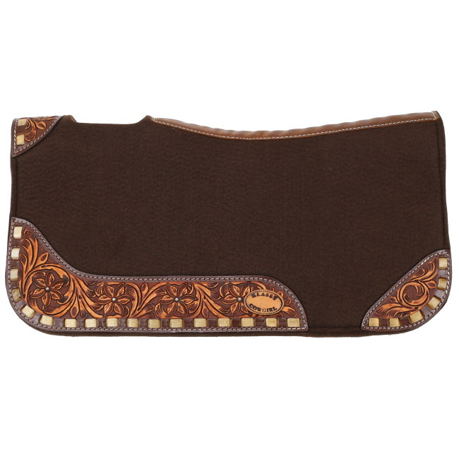 Klassy Cowgirl 28x30 Toffee Bloom Contoured Felt Saddle Pad