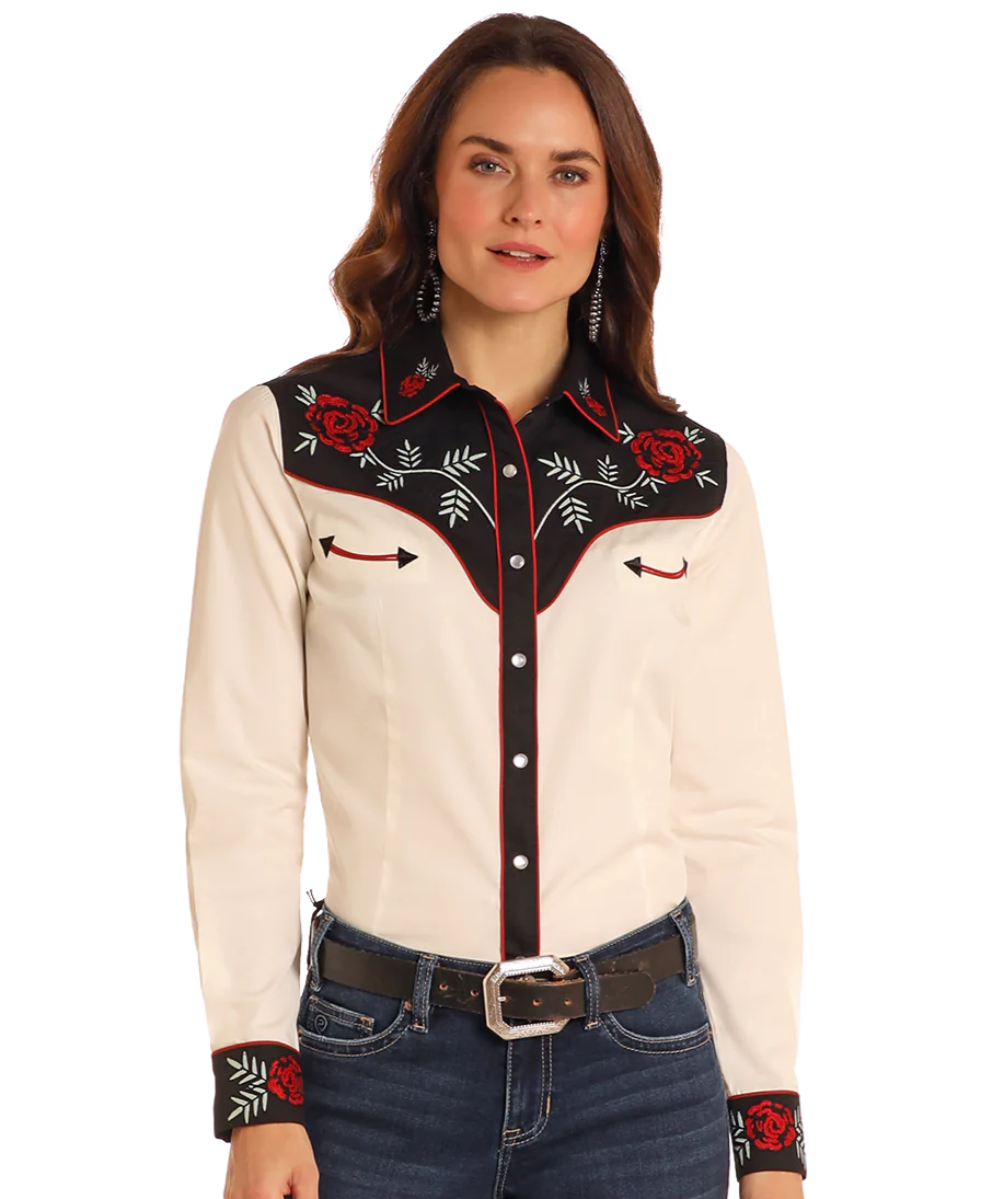 Panhandle Slim Wmns Collared Retro Long Sleeve Snap Shirt