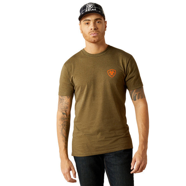 Ariat Mns Grain Flag SS Tee Military Heather