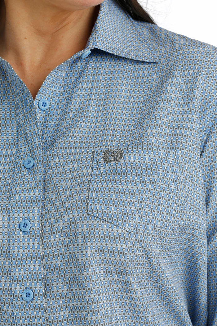 Cinch Wmns Arenaflex Long Sleeve Button Up In Blue - Boxing Day Sales