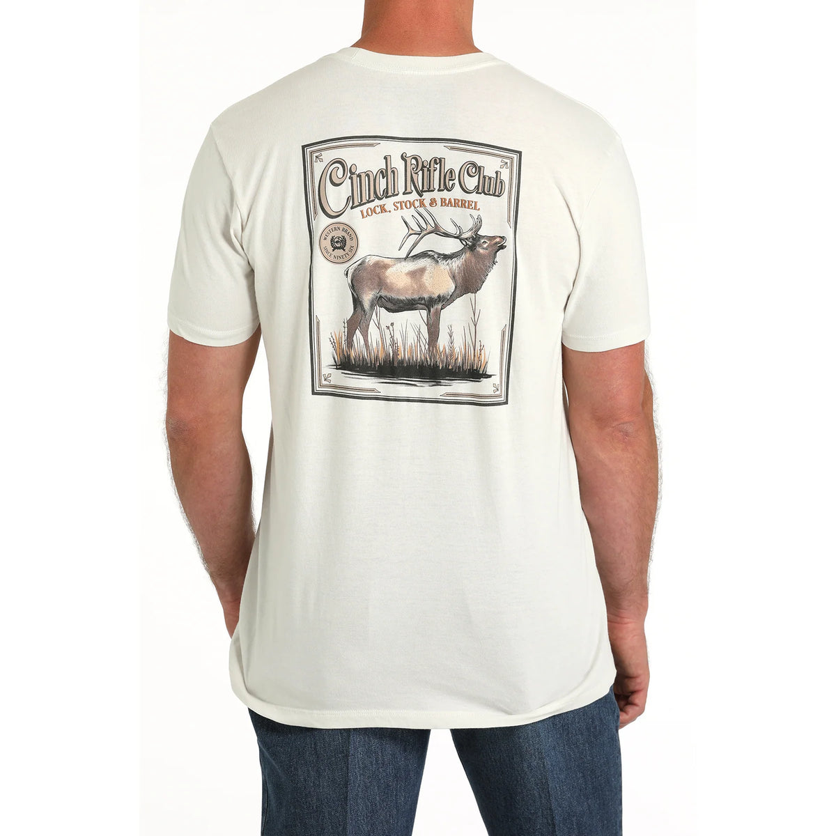 Cinch Mens White Rifle Club Graphic Short Sleeve T Shirt