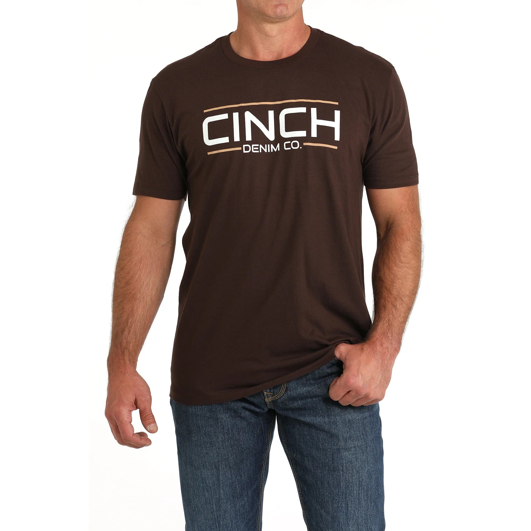 Cinch Mens Brown Logo Graphic Short Sleeve T Shirt