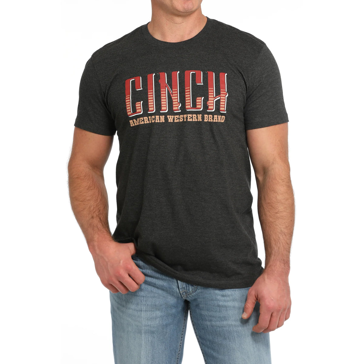 Cinch Mens Graphic Logo Short Sleeve Charcoal T Shirt