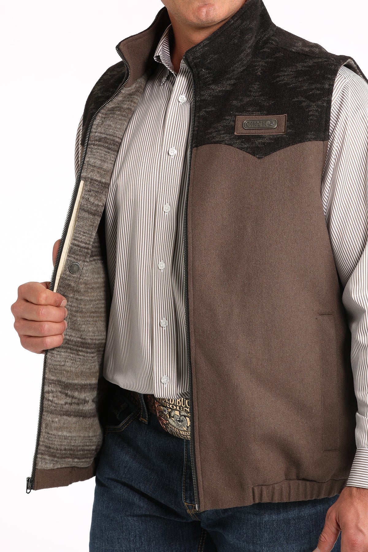 Cinch Mens Western Vest - Brown