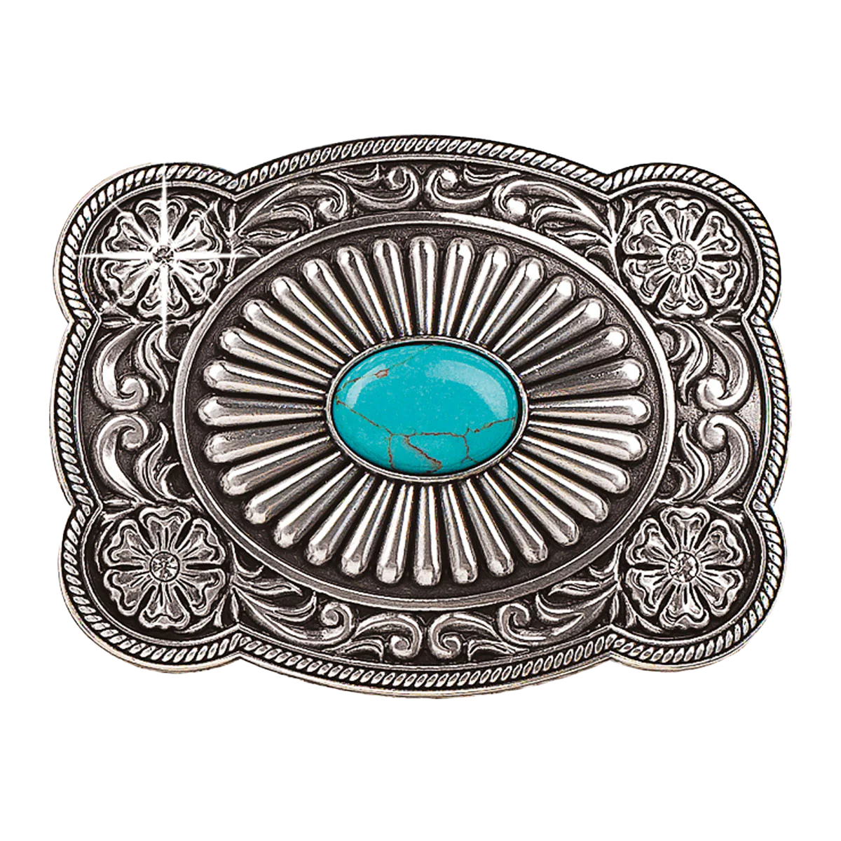 Nocona Ladies Blazzin Roxx Silver Plated Turquoise Belt Buckle