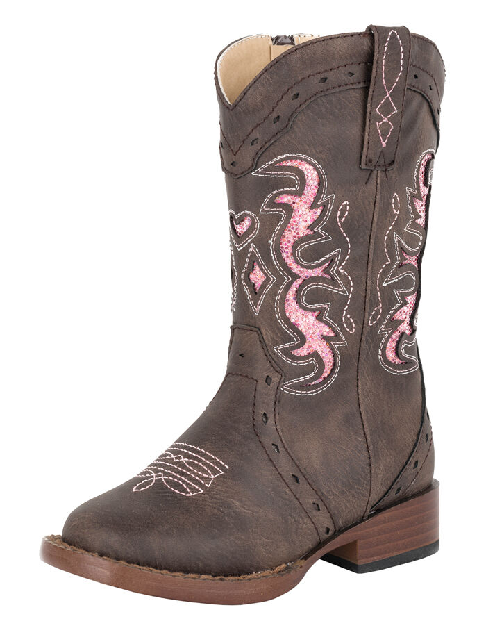 Roper Kids Lexi Chocolate/Pink Glitter