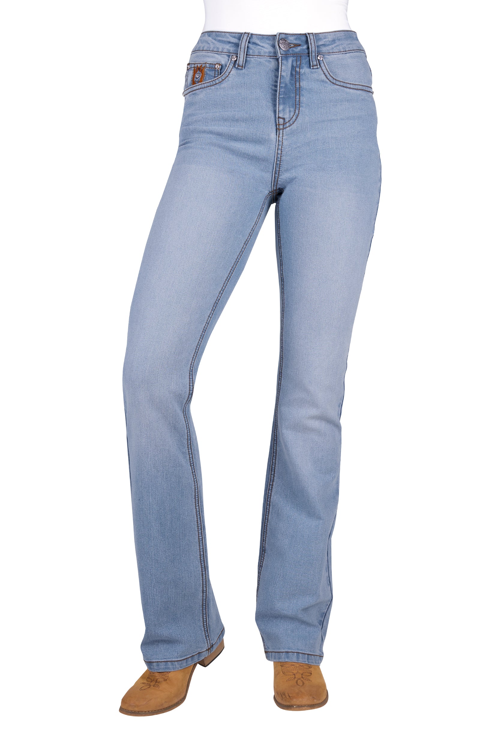 Pure Western Wmns Liz Hi Rise BootCut Jeans 34 Leg