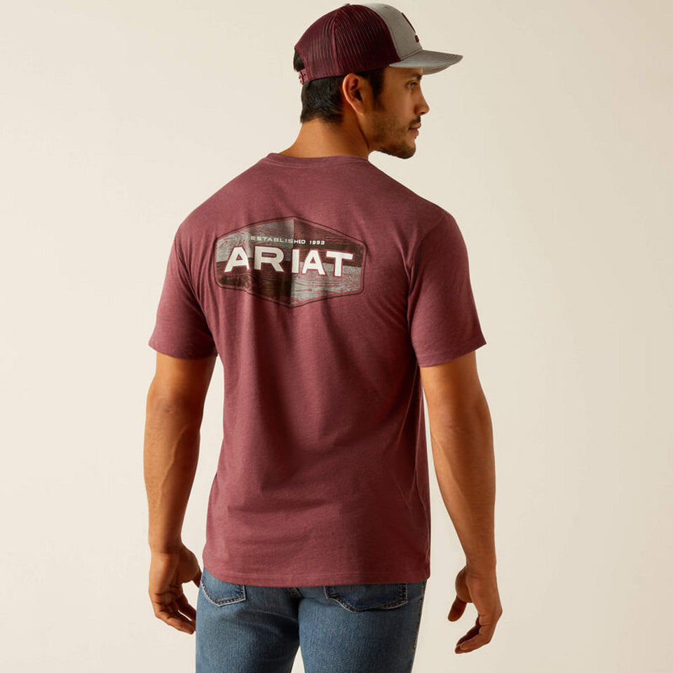 Ariat Mns Quadrant SS T Shirt Burgundy Heather