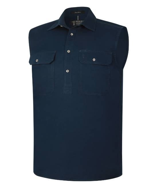 Pilbara Mens Closed Front Sleeveless Shirt