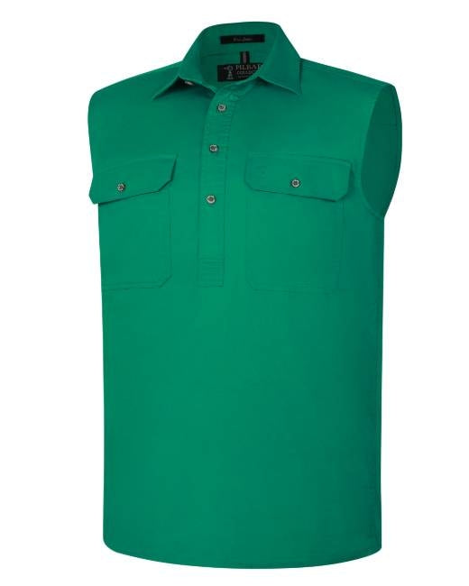 Pilbara Mens Closed Front Sleeveless Shirt