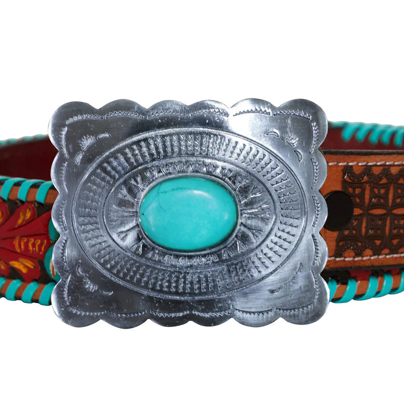 Tropical Forest Hand Tooled Leather Belt