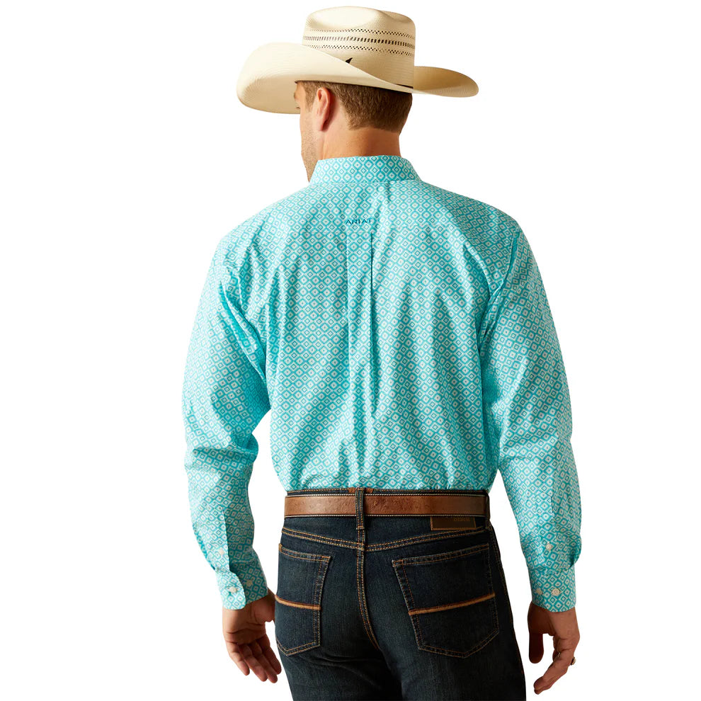 Ariat Mns Wrinkle Free Stanley Long Sleeve Shirt Peacock Blue