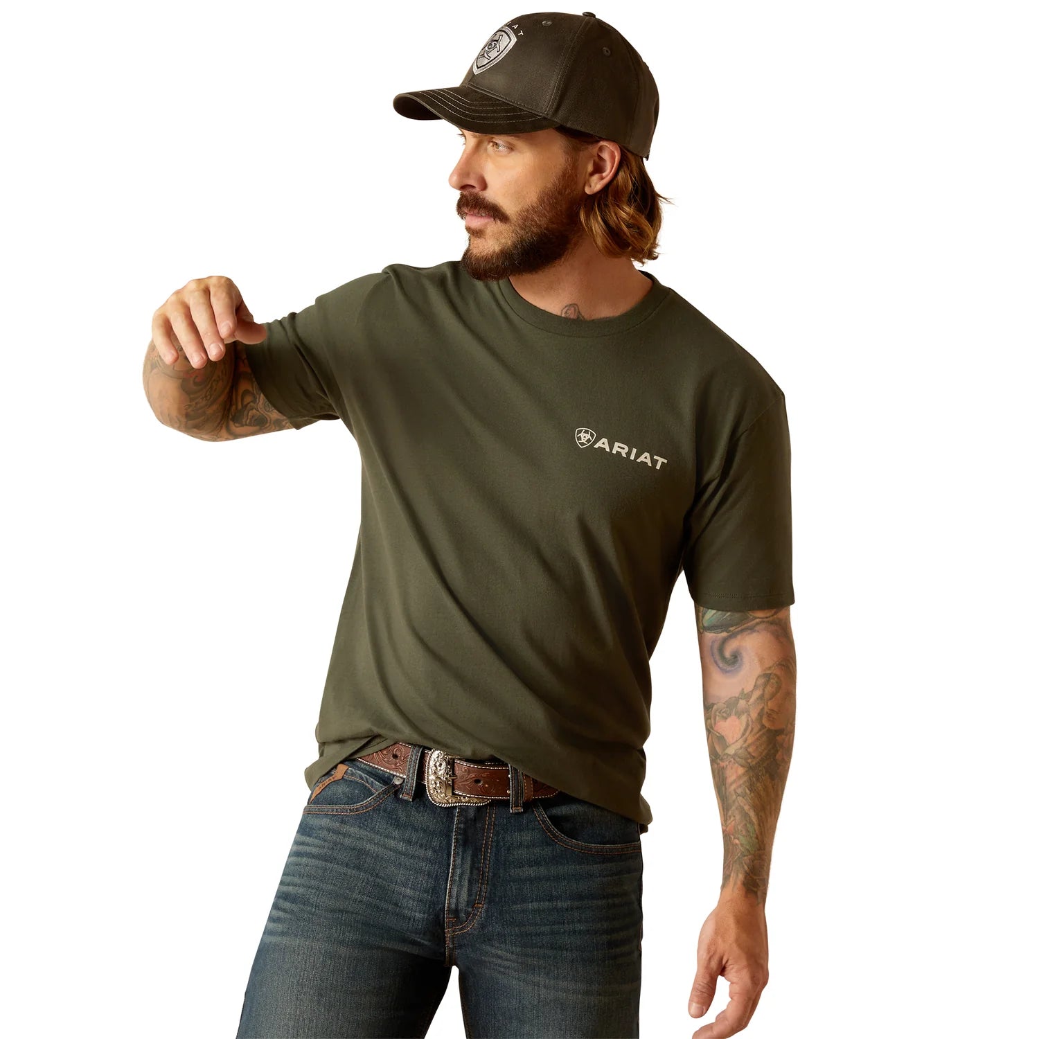 Ariat Mns Camo Ring SS T Shirt Dark Olive