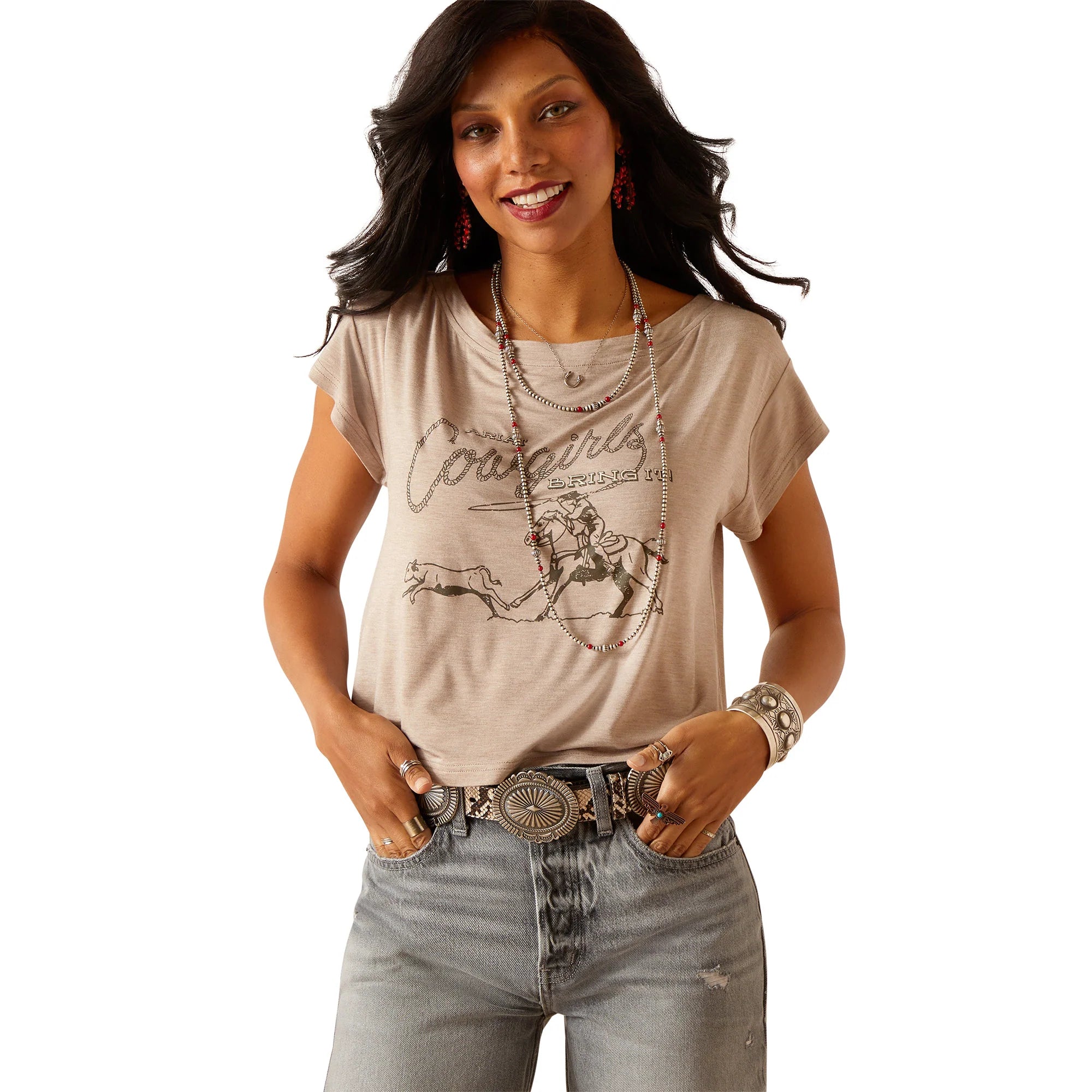 Ariat Wms Cowgirls SS T Shirt Savannah Heather - End of Summer Sale