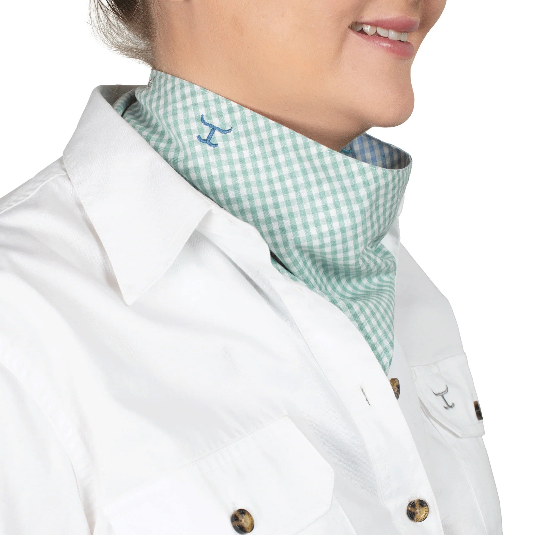 Just Country Carlee Double Sided Scarf Dusty Blue/Sea Green Mini Check