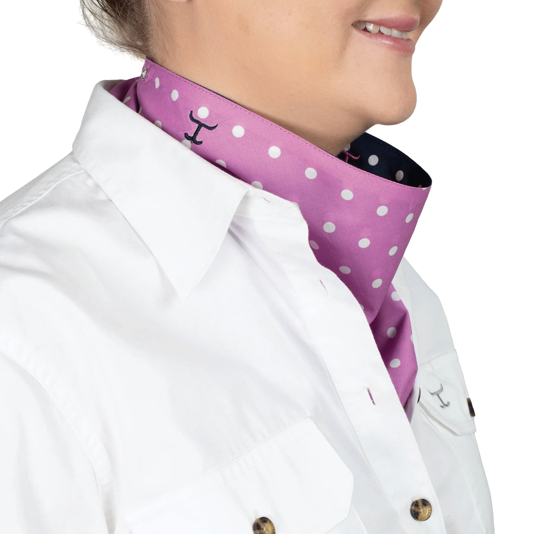 Just Country Carlee Double Sided Scarf Radiant Orchid/Navy Dots