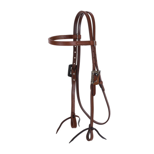 Showman Oiled Harness Leather Bridle - Copper and Floral Buckles